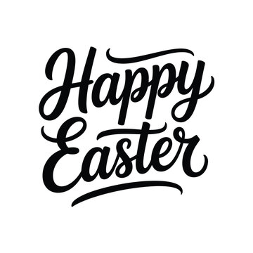 Happy easter lettering black and white hand drawn calligraphy