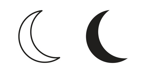 Moon icon with editable stroke and solid design vectors © shamim