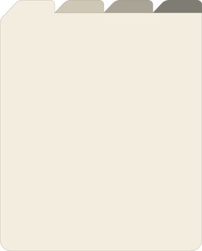 Minimalist paper folder sheet layout with top index tabs.