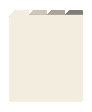 Minimalist paper folder sheet layout with top index tabs.