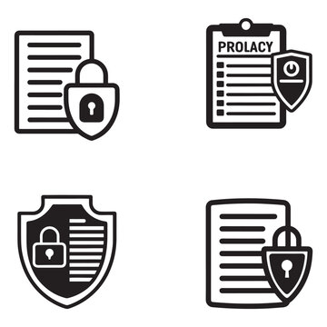 Security icons with shields and locks and documents  security concept  protection symbols