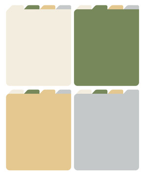 Pastel aesthetic folder tabs template set for digital planner notebook.