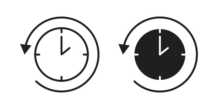 Past time icon with editable stroke and solid design vectors