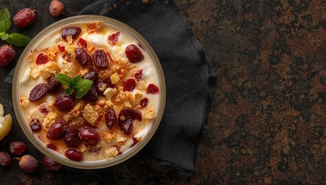Authentic Indian sweet treat of mixed fruit rabdi made with condensed milk and dried fruits