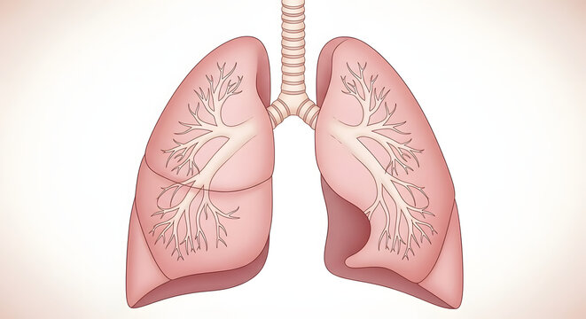 An illustration of the human respiratory system showing the lungs and bronchi, symbolizing breathing and health