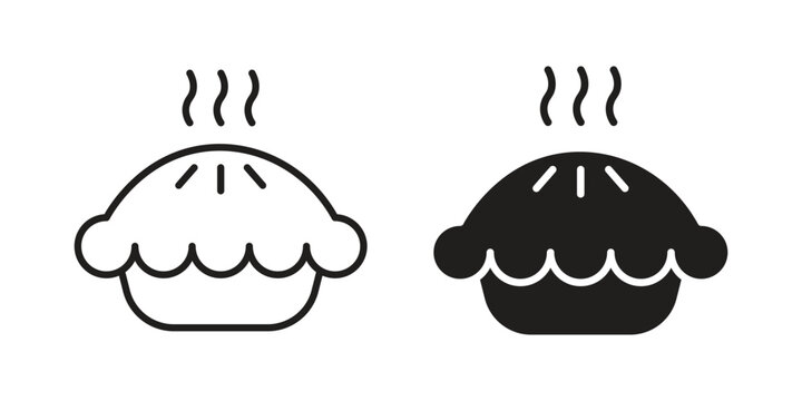 Pie icon with editable stroke and solid design vectors