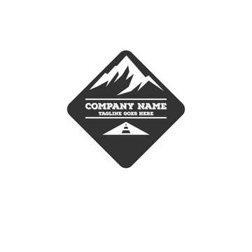 Vintage Mountain Road Rhombus Badge Logo Vector Illustration