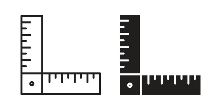 Ruler combined icon with editable stroke and solid design vectors
