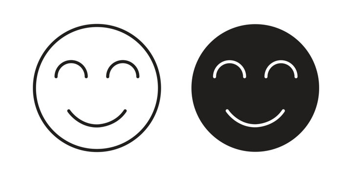 Smile icon with editable stroke and solid design vectors