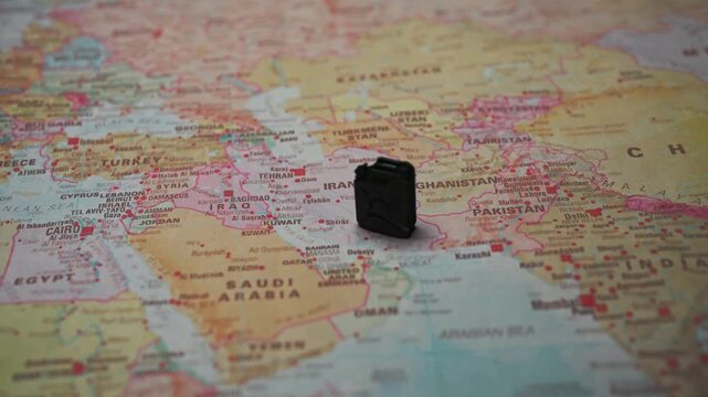 Oil on Iran map resource wealth concept.