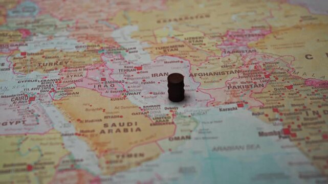 Oil on Iran map resource wealth concept.