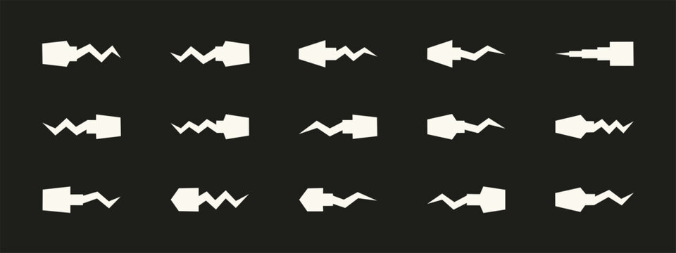 Abstract geometric sperm cell and tadpole icons on black background for fertility and biology concepts