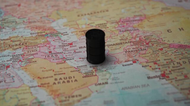 Oil on Iran map resource wealth concept.