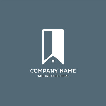 Minimalist House Bookmark Logo Vector Illustration