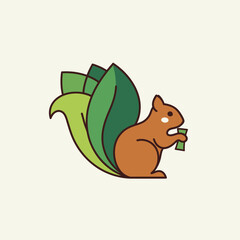 Cute Squirrel with Leaf Tail Holding Money. © meychan
