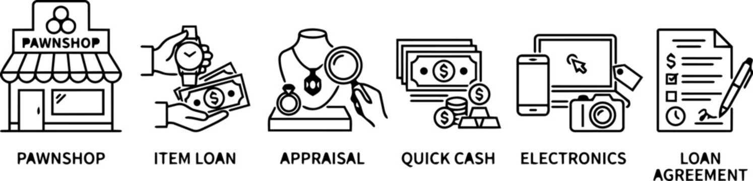 Pawn Shop and Loan Icons