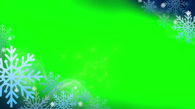 Animated christmas tree sparkles with snowflakes on green background festive holiday decoration motion graphics