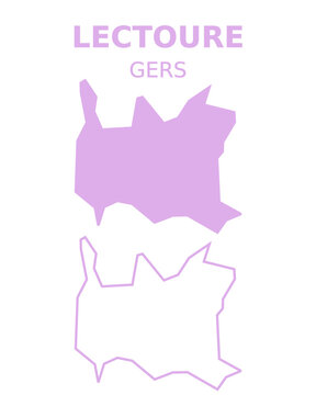 Vector map of administrative boundaries of Lectoure, France