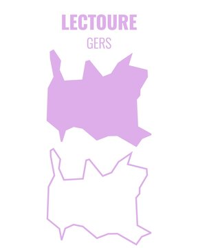 Vector map of administrative boundaries of Lectoure, France