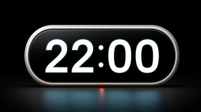 Minimalist digital clock displaying 22:00 on black background