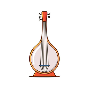Illustration of a traditional stringed musical instrument bandura