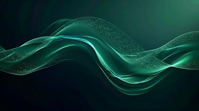 Abstract Green Wave Flow Motion Background for Digital Design.