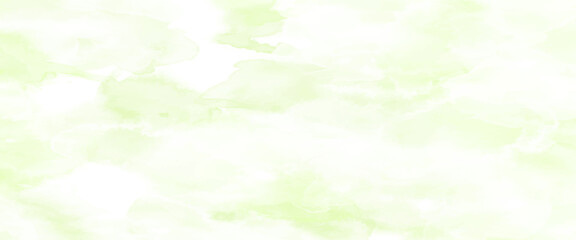 Obraz premium Pastel green watercolor effect background. Soft greenish blurred paint splashes wallpaper for birthday or wedding design. Light watercolour gradient texture. Vector organic marble backdrop
