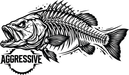 Aggressive fish illustration with bold typography © Shohag