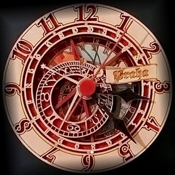 Timelapse of a vintage wooden Prague astronomical clock face spinning fast