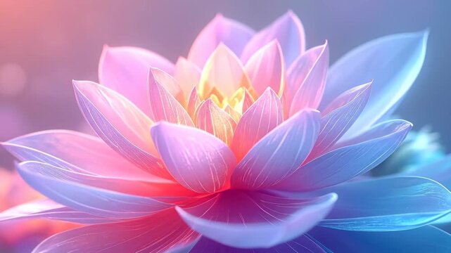 Beautiful Pink and Blue Lotus Flower Closeup.