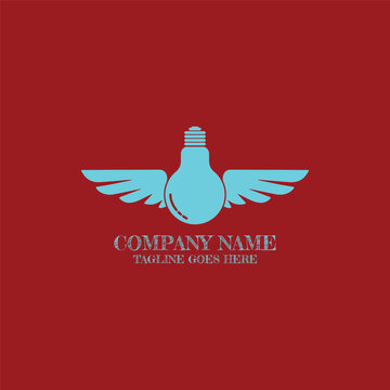 Modern Winged Light Bulb Logo Vector Illustration