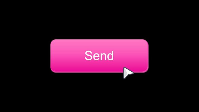 Modern send button animation with cursor click interaction and clean UI design. Minimal motion graphic for messaging apps, email systems, chat interfaces, websites, and digital communication projects.