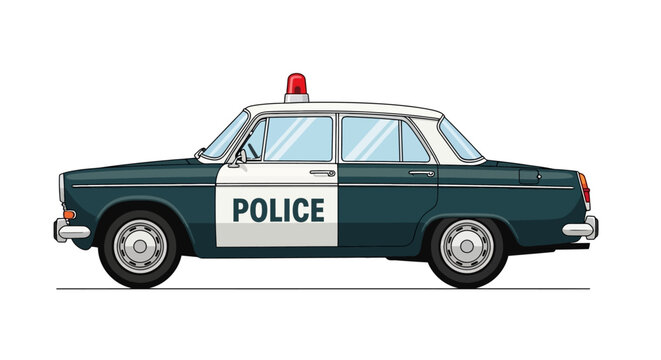 Vintage police car with siren and 'POLICE' marking