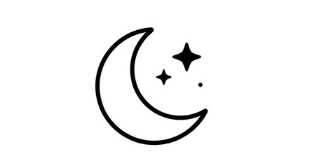 icon, crescentmoon, moon, lineart, minimalist, lunar, celestial, outline, night, astronomy, blackandwhite, symbol, simple, space, vector, illustration, isolated © zpixel