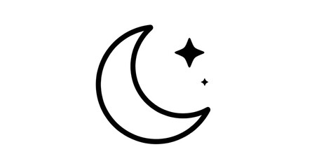 lineart, crescentmoon, moon, minimalist, icon, lunar, celestial, outline, night, astronomy, blackandwhite, symbol, simple, space, vector, illustration, isolated © zpixel