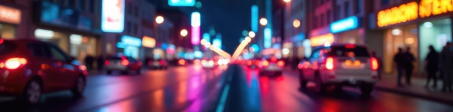 Blurred lights, vibrant colors, and streaking movement capture the energy of a bustling night scene  Perfect for projects needing a dynamic, energetic feel ,  streak,  energy,  dynamic background