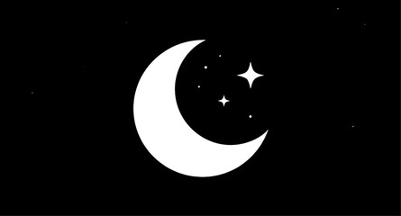 stars, crescentmoon, minimalist, moon, night, celestial, blackbackground, white, astronomy, space, dreamy, icon, lunar, simple, vector, illustration, wallpaper © zpixel