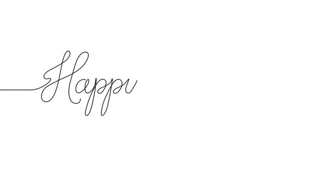 One Line Typography Illustration &ndash; Happy New Year