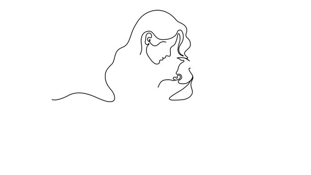 One Line Illustration &ndash; Mother Holding Baby with &ldquo;Happy Mother&rsquo;s Day&rdquo; Message