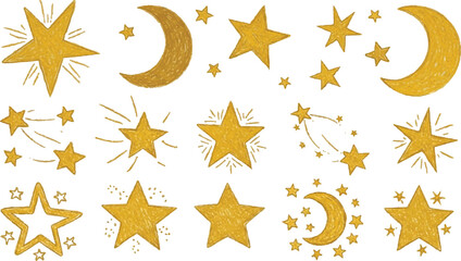 Hand drawn stars planets comets and space elements vector © CreatAr8