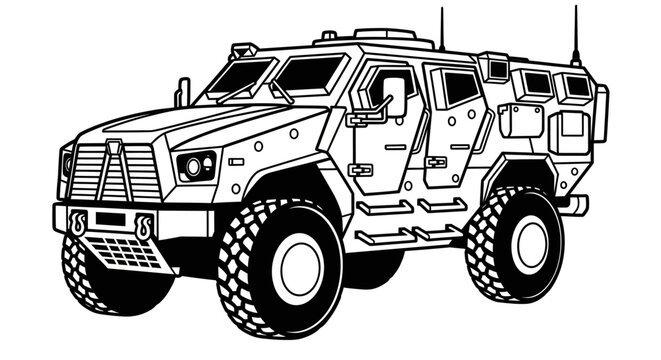 Armored military vehicle vector illustration on white background