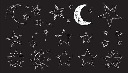 Hand drawn stars planets comets and space elements vector © CreatAr8