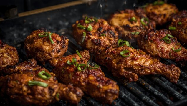 Authentic charcoal grilled Al Faham chicken coated in spicy Bezar mix