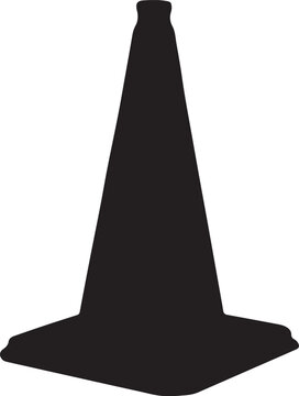  black and white traffic cones of differing sizes are displayed. silhouette vector