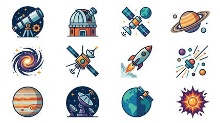 Collection of Space and Astronomy Icons. © Dersa