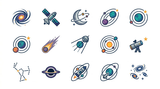 Collection of Space and Astronomy Icons.