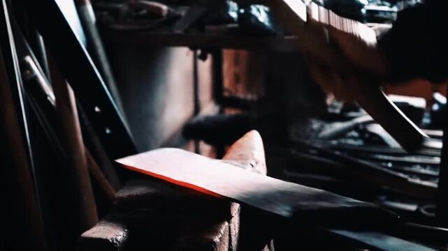 Forging steel with machines in factory	
