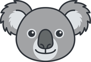 Obraz premium Cute cartoon koala face with big eyes and a happy smile isolated on white background