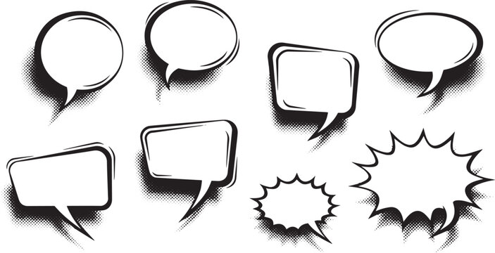 set of comic speech bubbles vector illustration pack of talk and chat bubble icons