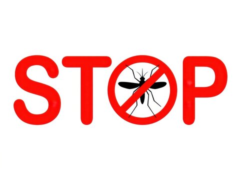 Stop mosquito sign isolated on white background